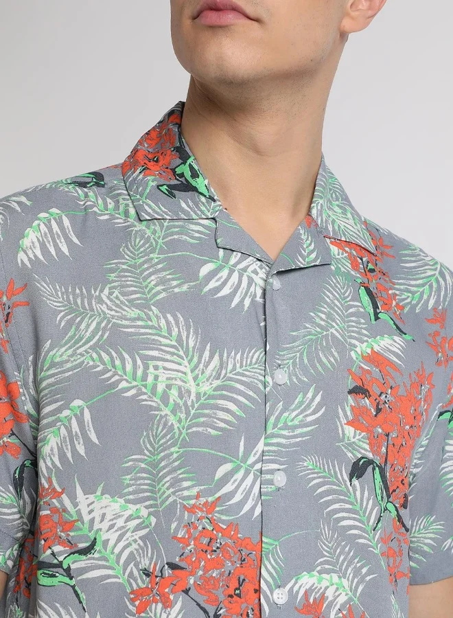 Dennis Lingo Blue Relaxed Fit Shirt for Men - Rayon Fabric