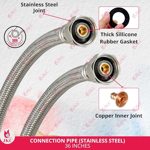 JKC 304 Grade Stainless Steel Connection Pipe | Durable Geyser Connection Pipe Set | Ideal Connection Pipe for Geyser | Reliable Geyser Pipe Set | Silver (36-INCH) - Image 3