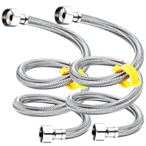 JKC 304 Grade Stainless Steel Connection Pipe | Durable Geyser Connection Pipe Set | Ideal Connection Pipe for Geyser | Reliable Geyser Pipe Set | Silver (36-INCH) - Image 1