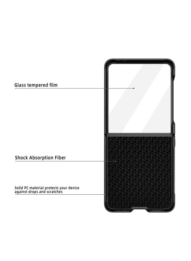 general Leather Case Compatible with Samsung Galaxy Z Flip 7, 【Magnetic Wireless Charging】 Hinge Protective Case with Invisible Stand and HD Protective Film - Image 2