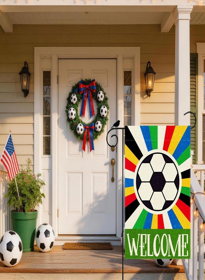 ZAEW Welcome Soccer World Cup Garden Flag 12x18 Inch Double Sided Small Mini Yard Flag Outdoor Outside for Holiday Game Day Soccer Party Decoration - Image 3