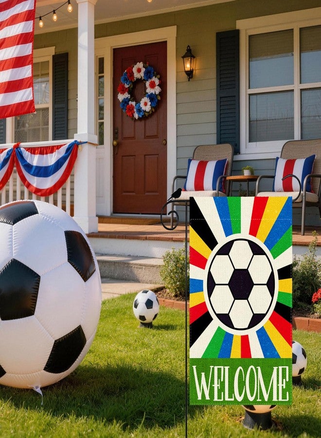 ZAEW Welcome Soccer World Cup Garden Flag 12x18 Inch Double Sided Small Mini Yard Flag Outdoor Outside for Holiday Game Day Soccer Party Decoration - Image 2