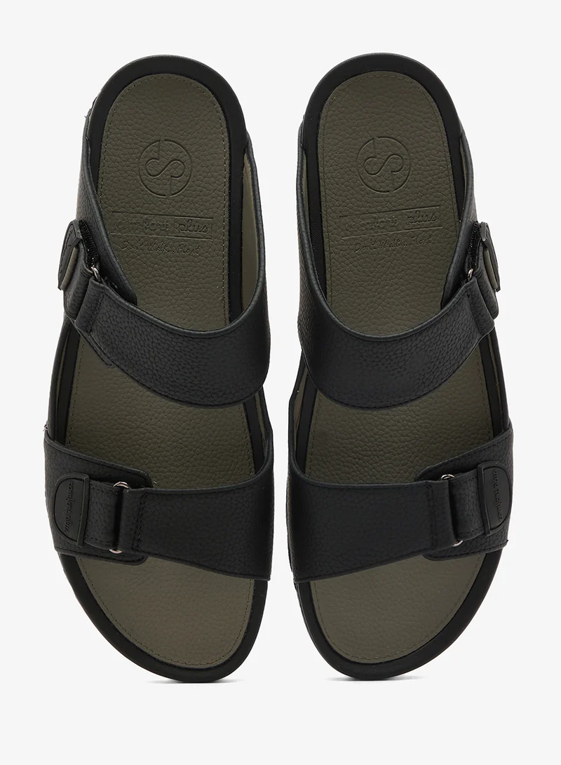 Comfort Plus BLACK Velcro Strap Comfort Arabian Sandals for Men | Best Price UAE