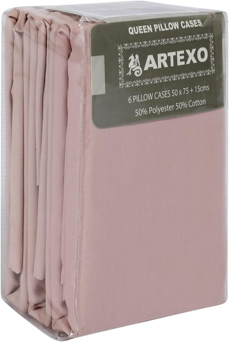 Artexo Queen Pillow Cases, 50 x 75 + 15 cm, 6 Pieces, Pink - Image 2