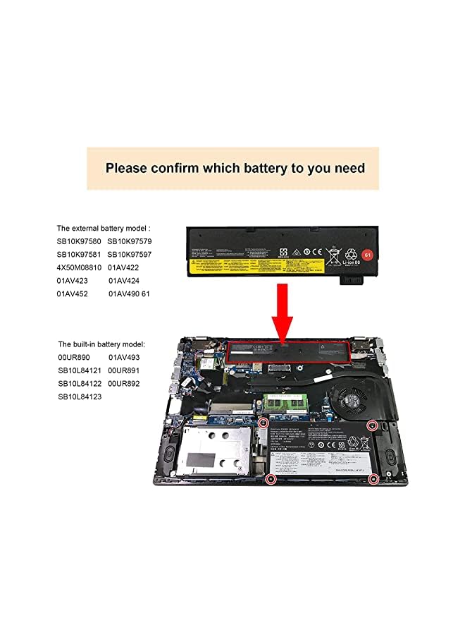 ZTHY 32Wh 01Av493 00Ur891 Laptop Battery Compatible With Lenovo Thinkpad T570 T580 P51S P52S Series Notebook 00Ur890 Sb10L84121 Sb10L84122 00Ur892 Sb10L84123 15.2V - Image 5