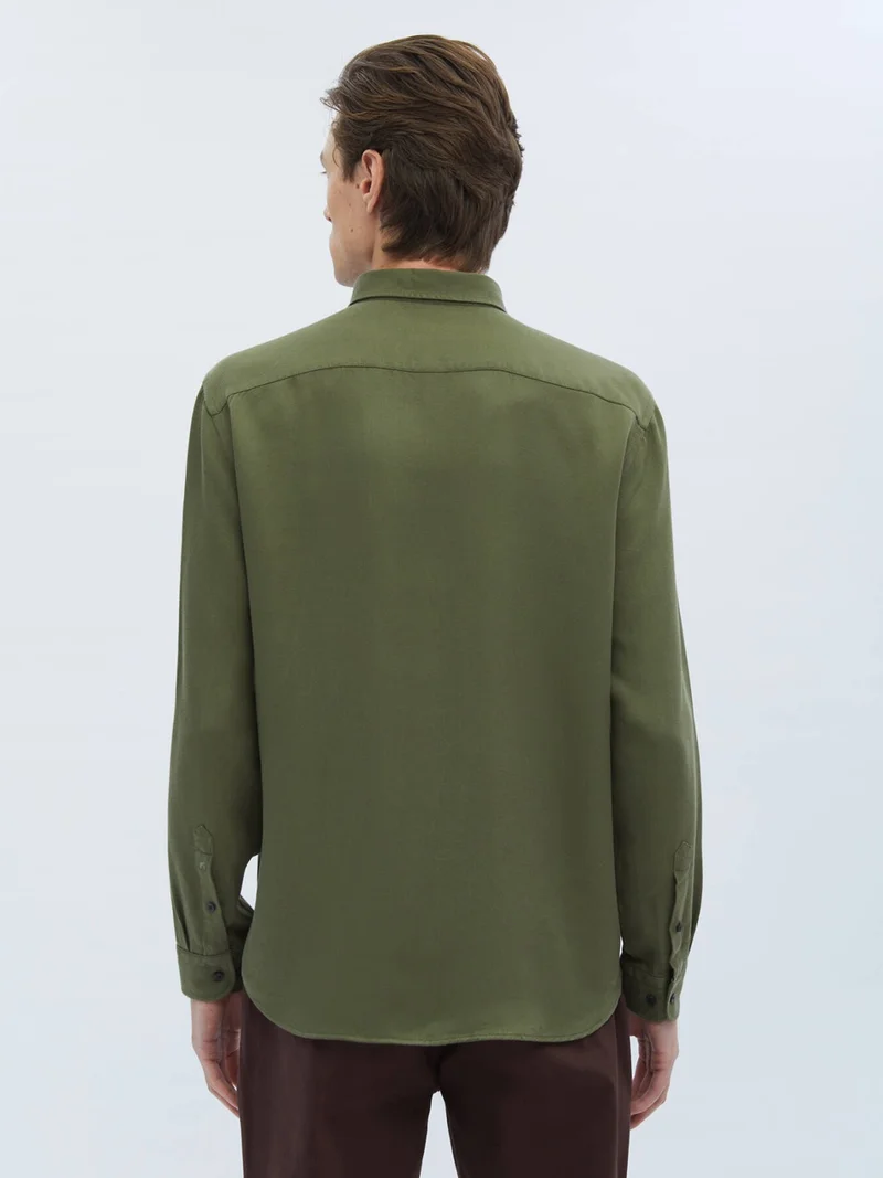 Kip Green Twill Woven Casual Shirt
