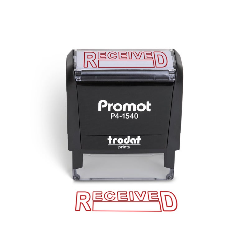 Promot Promot Received Self Inking Rubber Stamp  Refillable Received Stamper  Business Bookkeeping Ordering Accounting Work Office Stamps  Red Ink