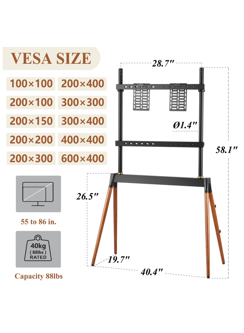 Fydeamer Fydeamer Easel TV Stand for 55–86 Inch TVs – Modern Tripod TV Stand with 4 Legs, Suitable for LED, LCD & OLED, Height Adjustable – Ideal for Bedroom, Living Room, or Studio – Black - Image 3