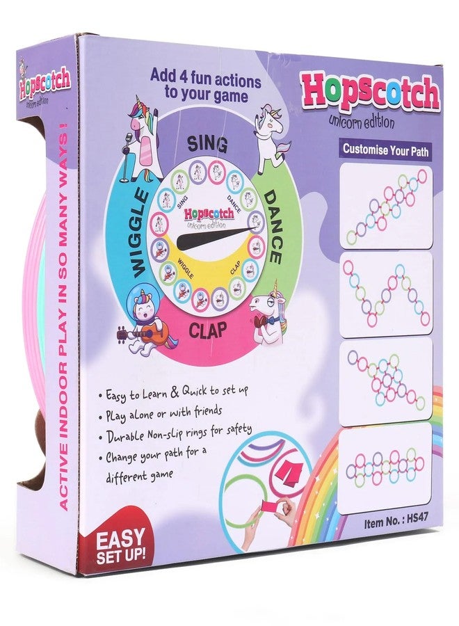 YUIOP - Hopscotch Mat Game for Kids - Active Play -13 Rings,16 Clips & 1 Spinner Board (Hopscotch Unicorn) - Image 3