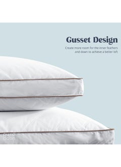 puredown puredown® Soft Goose Feather Pillows for Sleeping, Pillow 100% Cotton Pillow Cover King Set of 2  - Image 3