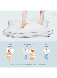 puredown puredown® Soft Goose Feather Pillows for Sleeping, Pillow 100% Cotton Pillow Cover King Set of 2  - Image 5