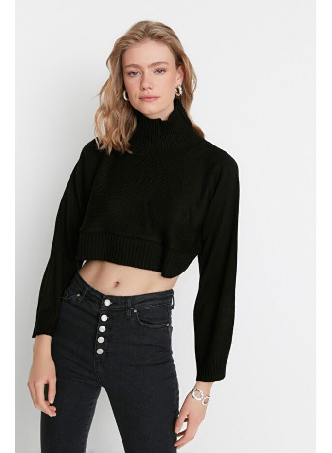 trendyol Black Super Crop Basic Knitwear Sweater - Image 3