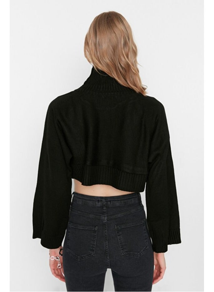 trendyol Black Super Crop Basic Knitwear Sweater - Image 4