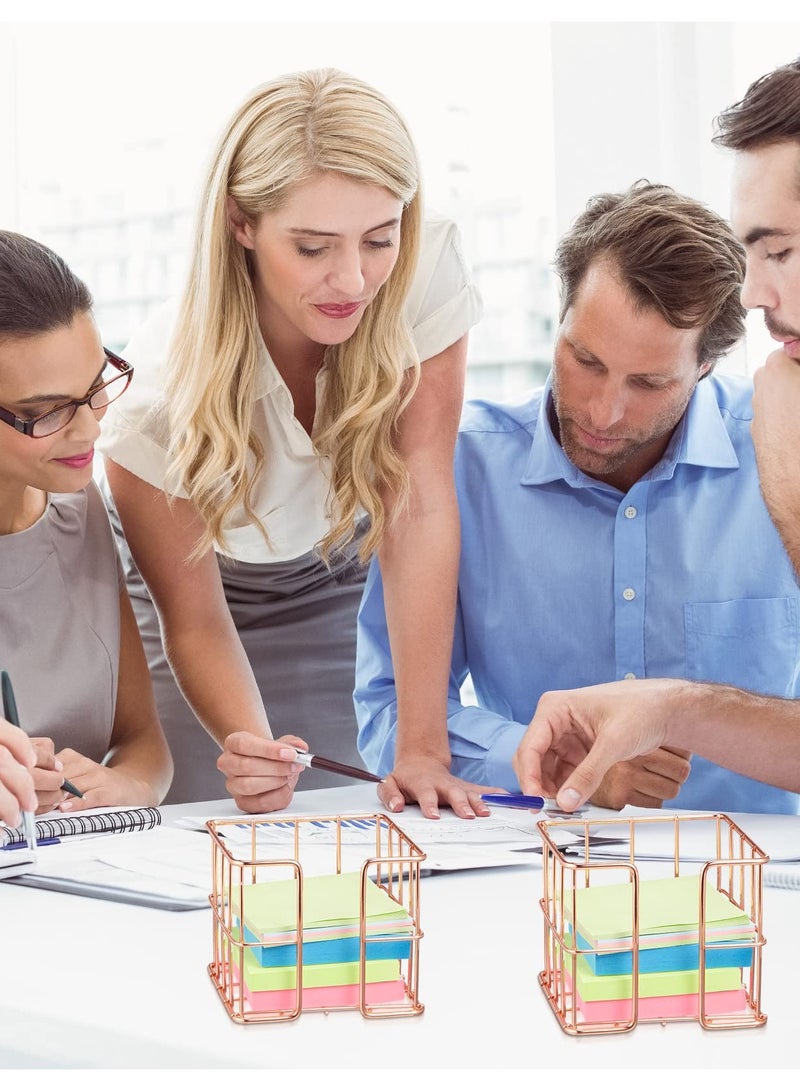 Excefore Rose Gold Post Note Holder Set, Elegant Sticky Note Cube Dispenser and Mesh Memo Holder for Desk Organization, Perfect for Home, Office, and School Supplies - Image 5