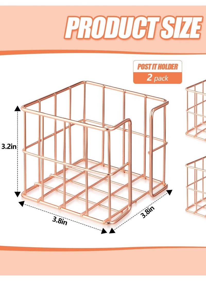 Excefore Rose Gold Post Note Holder Set, Elegant Sticky Note Cube Dispenser and Mesh Memo Holder for Desk Organization, Perfect for Home, Office, and School Supplies - Image 3