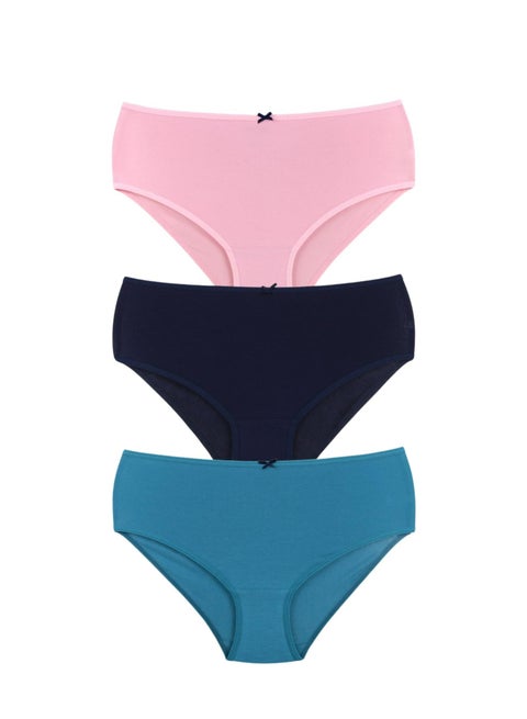 كارما باك يحتوي علي 3 قطع بانتيهات بريف قطن الوان ساده حريمي