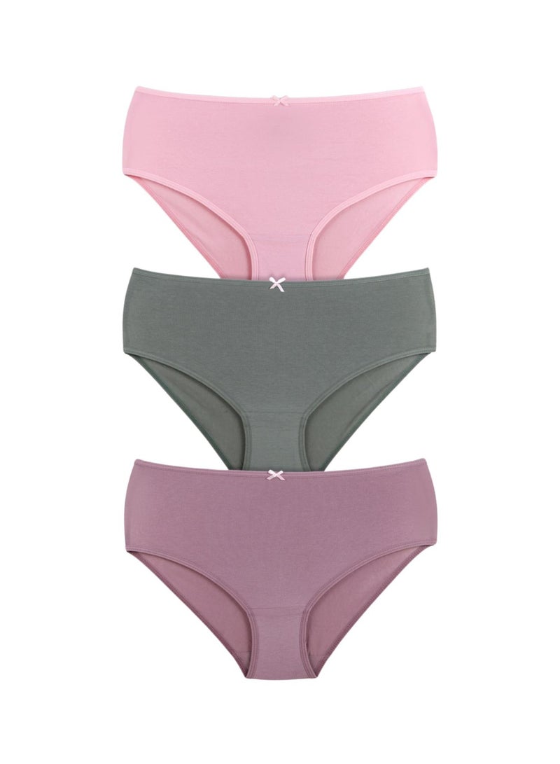 Karma Pack of 3 Plain Colors Cotton Brief Panties Underwear for Women - Image 5