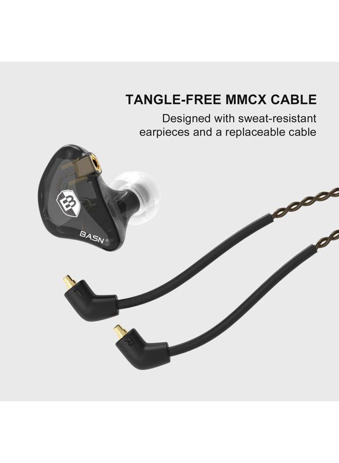 BASN in Ear Monitor Headphones for Musicians, Bsinger 2nd Generation Sound Isolating Earphones with Dual Dynamic Drivers Detachable MMCX Cable (Black)… - Image 5