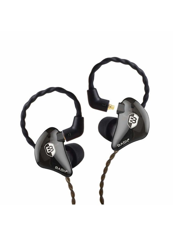 BASN in Ear Monitor Headphones for Musicians, Bsinger 2nd Generation Sound Isolating Earphones with Dual Dynamic Drivers Detachable MMCX Cable (Black)… - Image 1