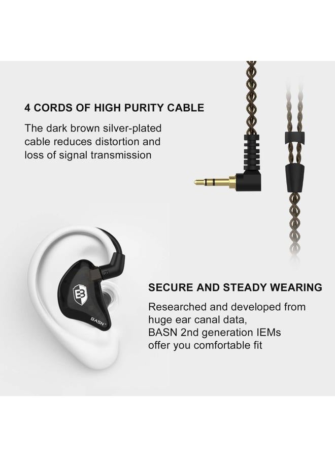 BASN in Ear Monitor Headphones for Musicians, Bsinger 2nd Generation Sound Isolating Earphones with Dual Dynamic Drivers Detachable MMCX Cable (Black)… - Image 3