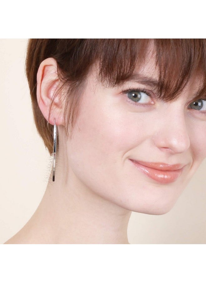 BONALUNA - Long Curved & Linear Metal Bar Drop Threader Earrings For Women - Image 1