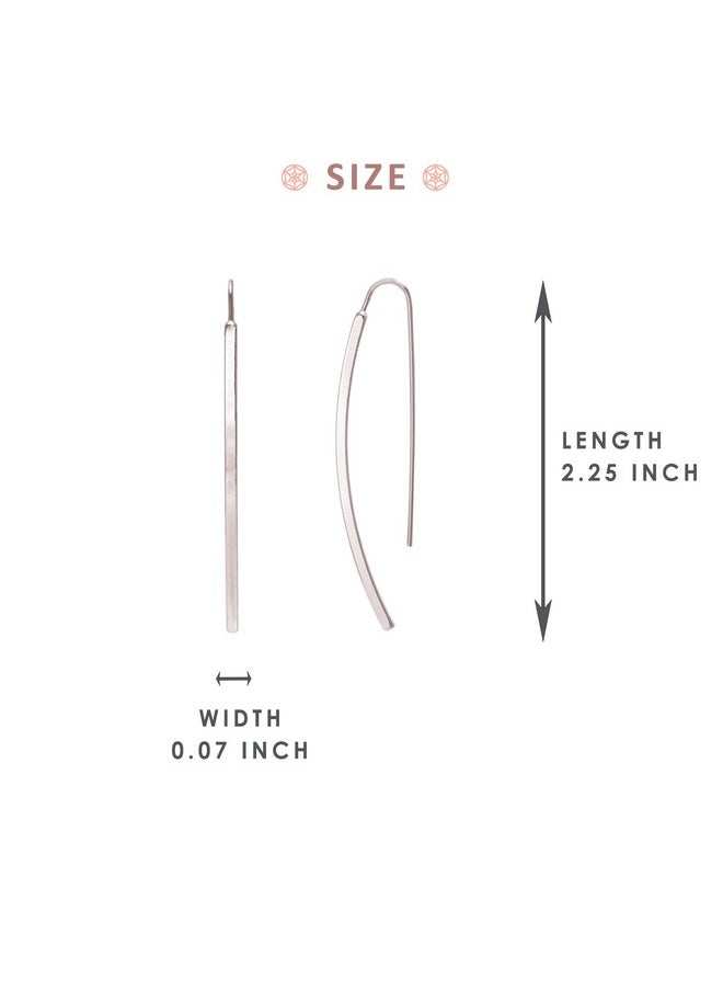 BONALUNA - Long Curved & Linear Metal Bar Drop Threader Earrings For Women - Image 1