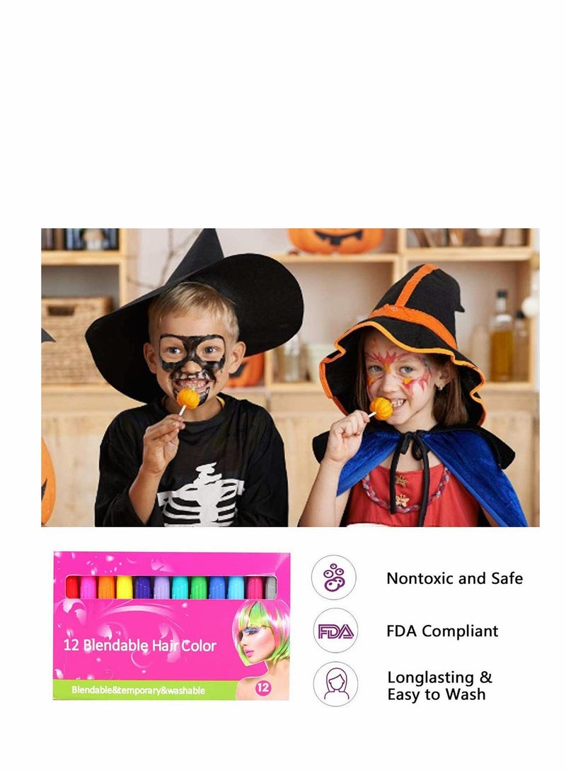 Excefore Hair Chalk Temporary Hair Color For Kids, 12 Color Nonsticky Washable Hair Dye Hair Chalk For Girls New Year Birthday Party Cosplay Diy - Image 2