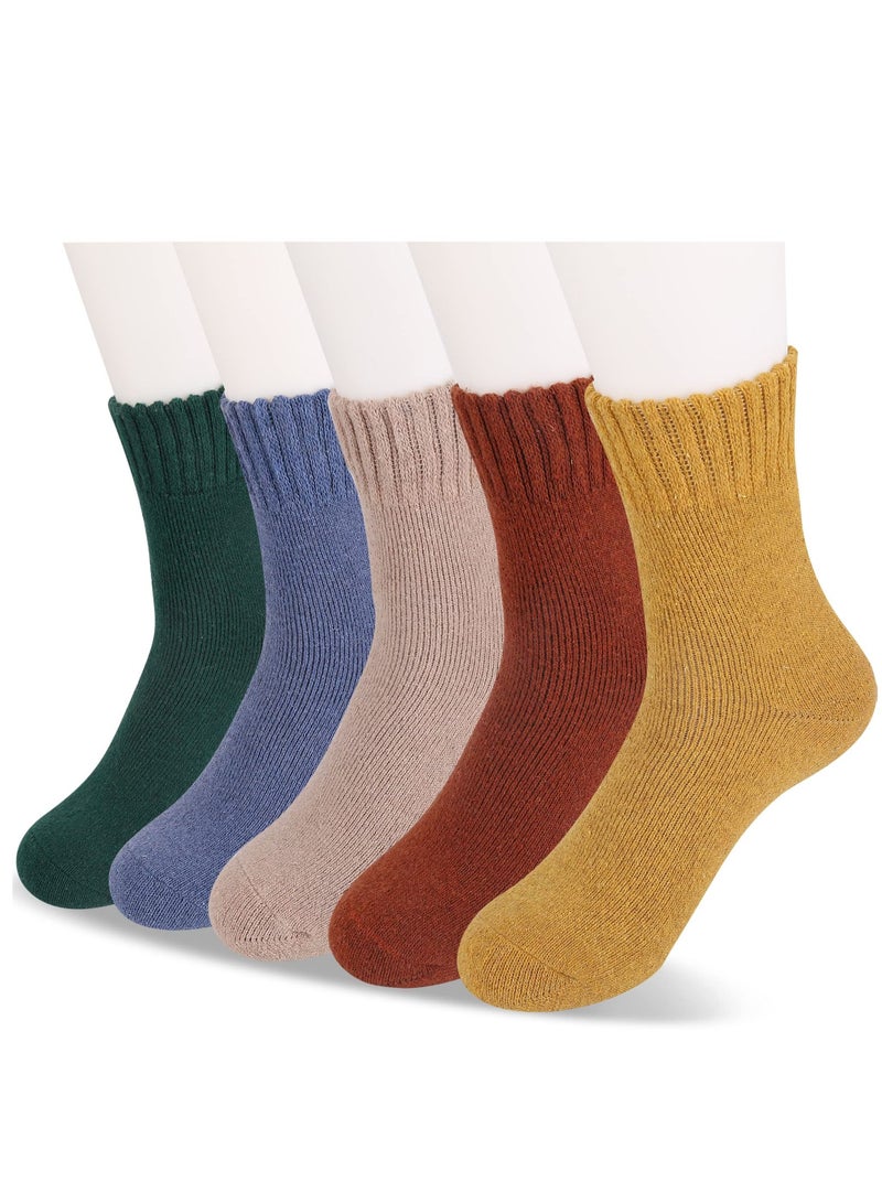 كاست ويف 5 أزواج من الجوارب الصوفية النسائية مقاس 5-9 جوارب دافئة للنساء شتاء بارد بألوان زاهية وجميلة - Image 1