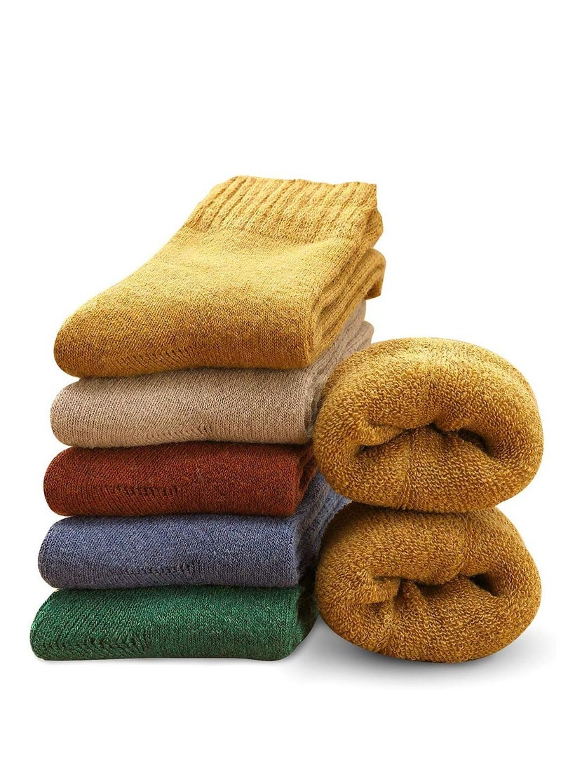 كاست ويف 5 أزواج من الجوارب الصوفية النسائية مقاس 5-9 جوارب دافئة للنساء شتاء بارد بألوان زاهية وجميلة - Image 2