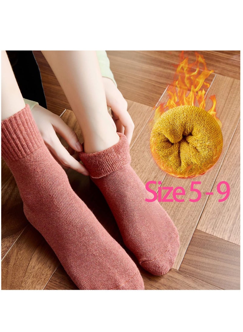 كاست ويف 5 أزواج من الجوارب الصوفية النسائية مقاس 5-9 جوارب دافئة للنساء شتاء بارد بألوان زاهية وجميلة - Image 3