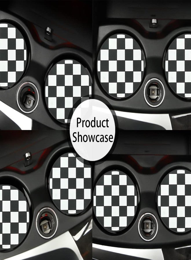 zipelo 4 Pack Car Cup Coasters, 2.75 Inch Vehicle Holder Cup Holder Insert Coaster, Anti-Slip Automotive Black White Grid and American Flag Drink Cup Mat, Universal Interior Accessories (Black/White) - Image 5