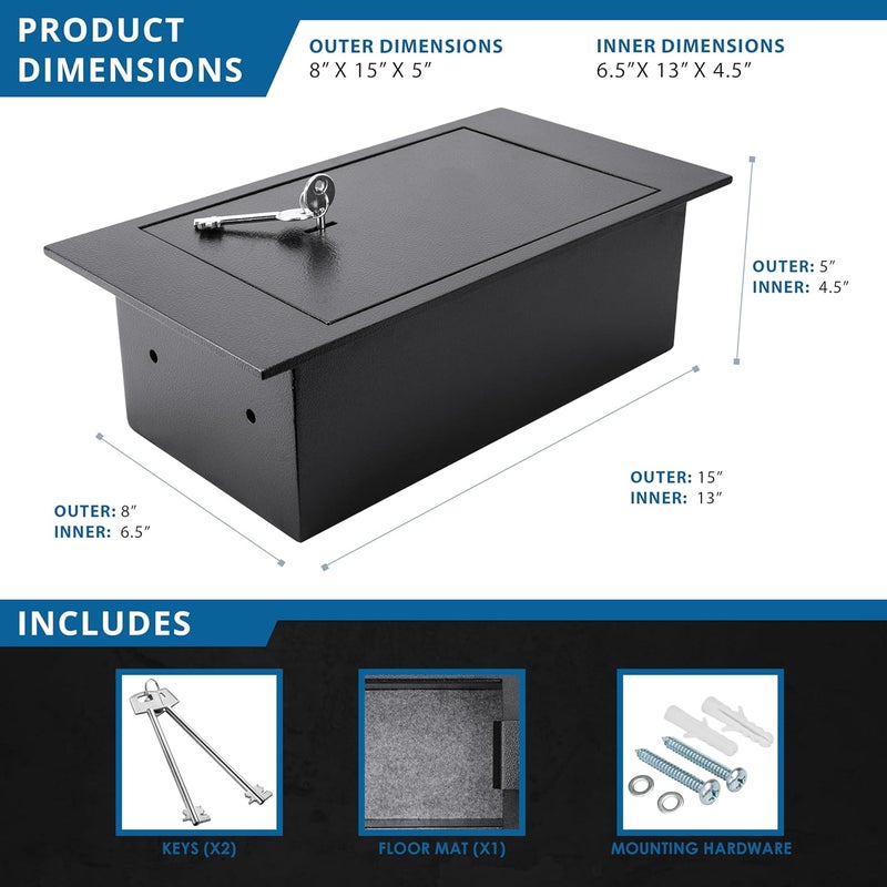 BARSKA Barska 022 Cubic Ft Hidden Security Floor Safe with Key Lock for Home Business Valuables Jewelry Cash - Image 2