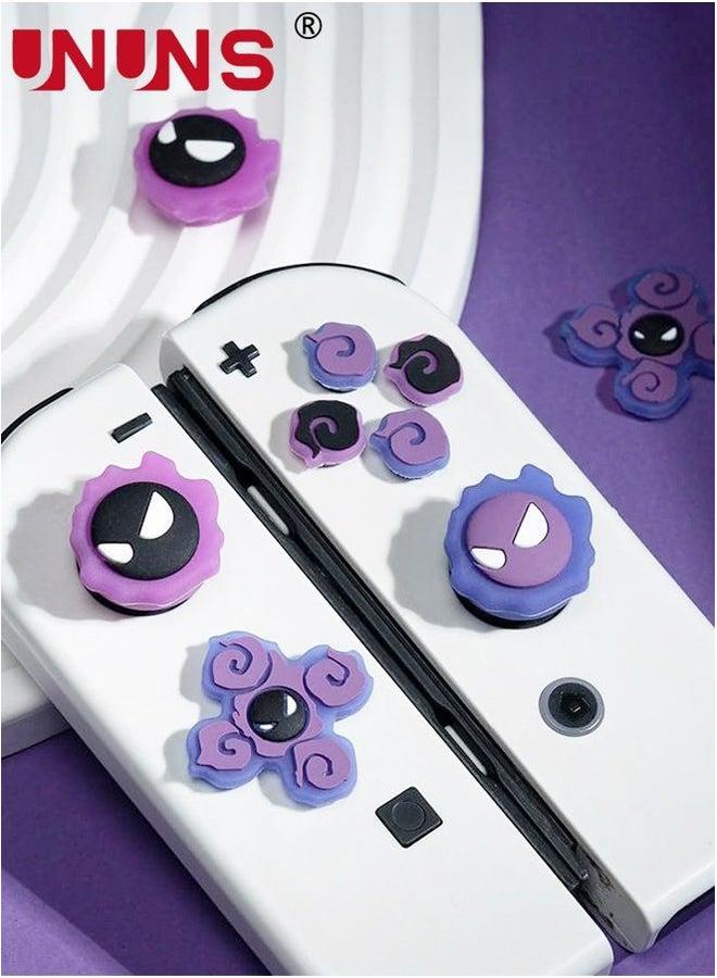 UNUNS Switch Thumb Grips Caps, UNUNS Cute D-Pad Button Caps Silicone Set, ABXY Key Buttons Sticker Joystick Cover Compatible with Nintendo Switch/OLED Joycon Controller -Luminous Purple - Image 3
