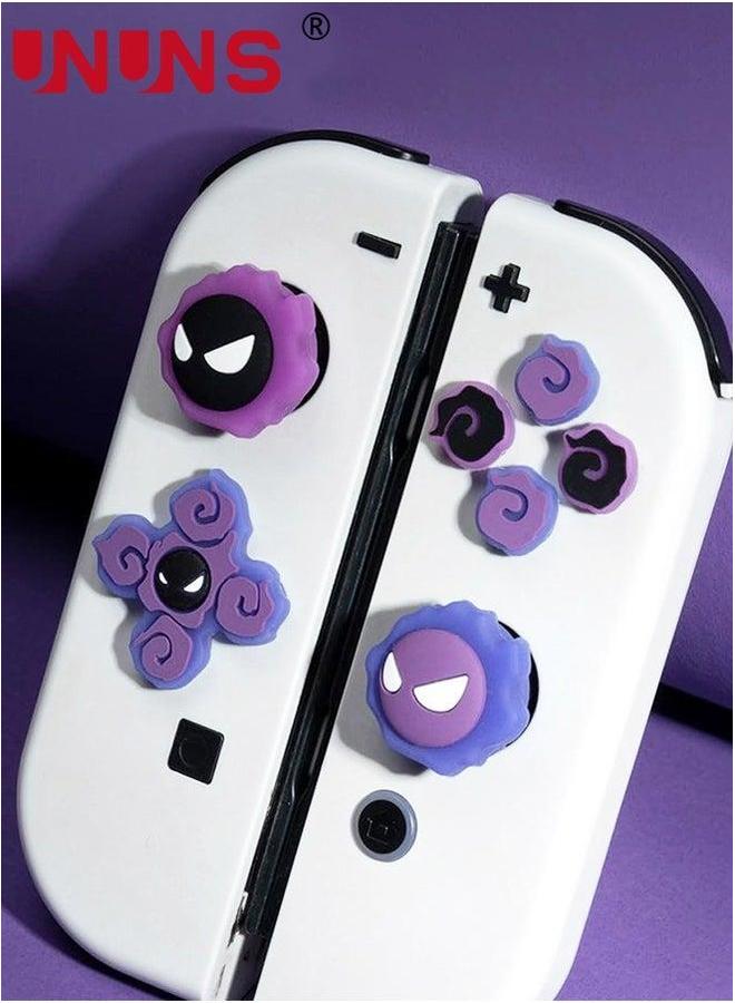 UNUNS Switch Thumb Grips Caps, UNUNS Cute D-Pad Button Caps Silicone Set, ABXY Key Buttons Sticker Joystick Cover Compatible with Nintendo Switch/OLED Joycon Controller -Luminous Purple - Image 2
