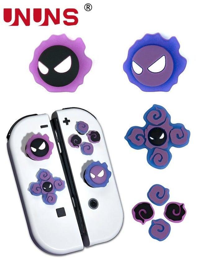 UNUNS Switch Thumb Grips Caps, UNUNS Cute D-Pad Button Caps Silicone Set, ABXY Key Buttons Sticker Joystick Cover Compatible with Nintendo Switch/OLED Joycon Controller -Luminous Purple - Image 1