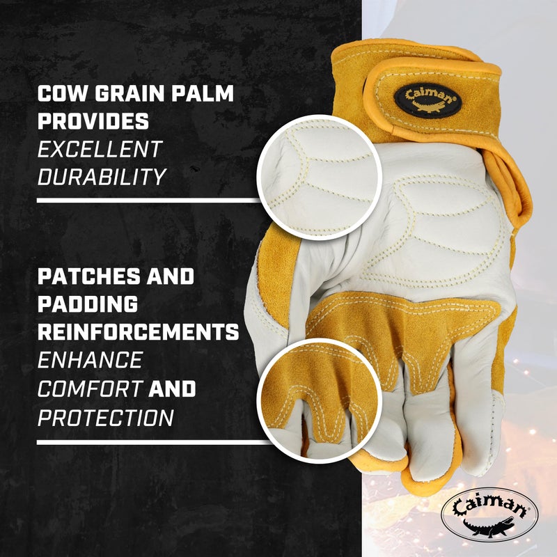 Caiman Luxury Pro Series White Tail Deerskin Gloves, X-Lg/Yellow - Image 2