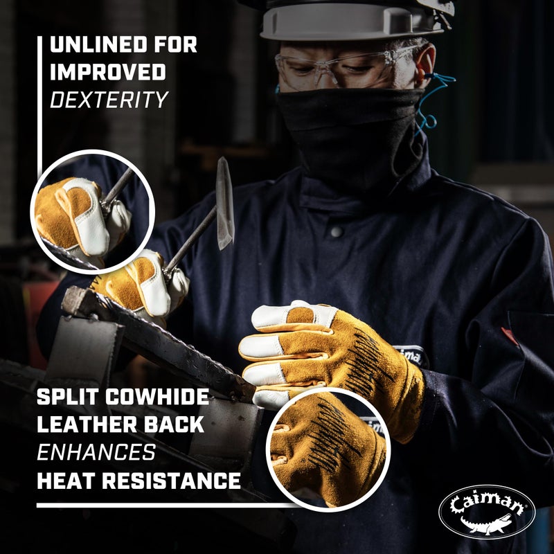 Caiman Luxury Pro Series White Tail Deerskin Gloves, X-Lg/Yellow - Image 4