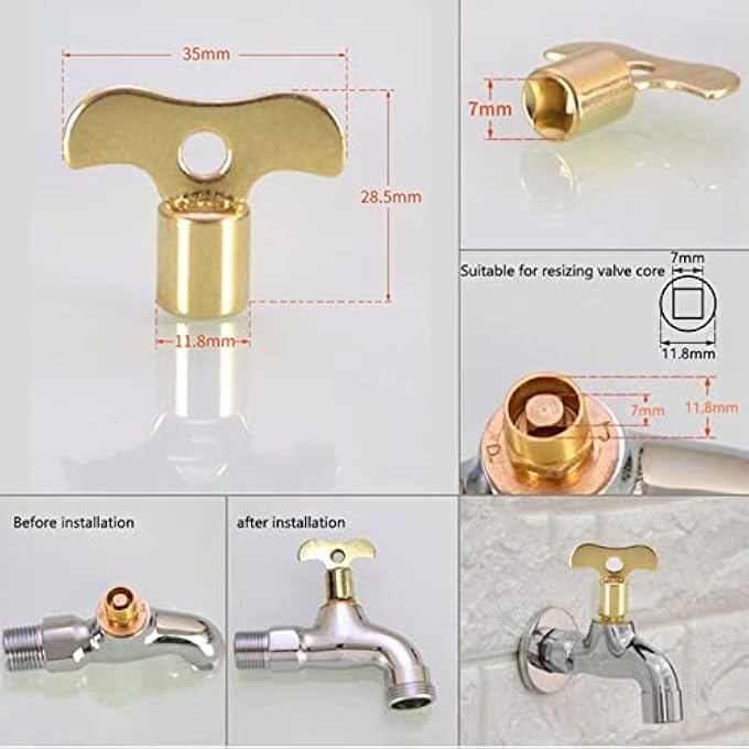 KITCHEN FAUCET WRENCH FOR VENTILATION AIR BATHROOM RADIATOR PLUMBING KEY FAUCET WATER SWITCH HANDLES FOR 3/4" FAUCET - Image 3