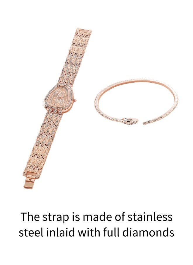 Women's Snake Watch（Quartz watches, full diamond watches，Watch and bracelet sets）  - Image 2