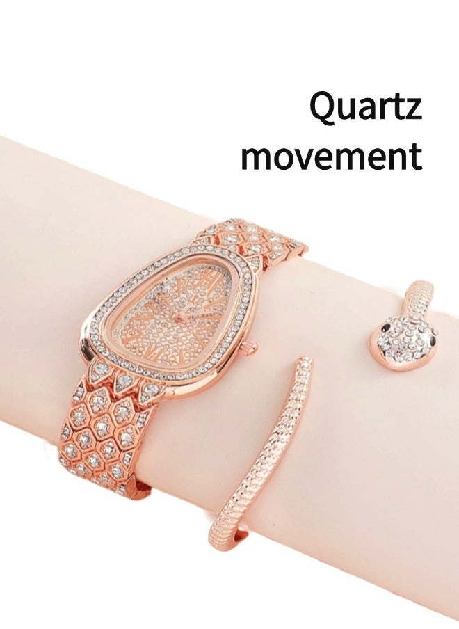 Women's Snake Watch（Quartz watches, full diamond watches，Watch and bracelet sets）  - Image 3
