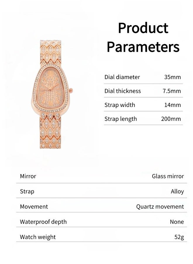 Women's Snake Watch（Quartz watches, full diamond watches，Watch and bracelet sets）  - Image 5