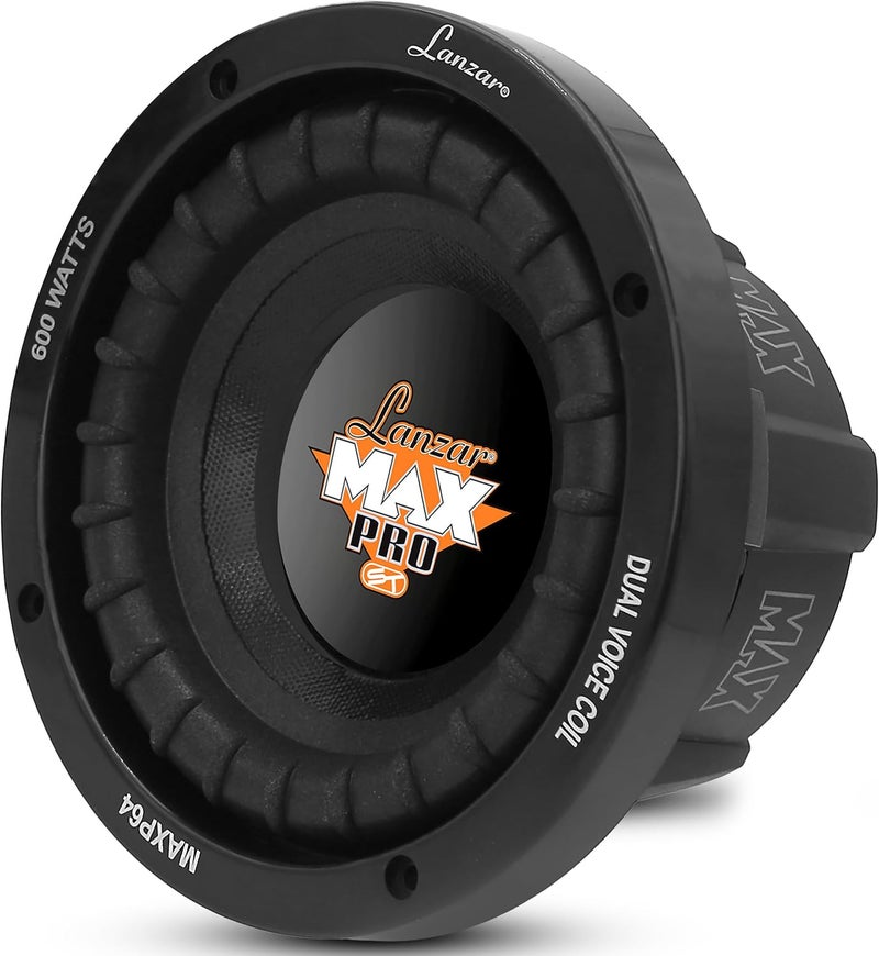 Pyle Lanzar 6.5” Car Subwoofer Speaker - Black Non-Pressed Paper Cone, Aluminum Voice Coil, 4 Ohm Impedance, 600 Watt Power and Foam Edge Suspension for Vehicle Audio Stereo Sound System - MAXP64 - Image 1