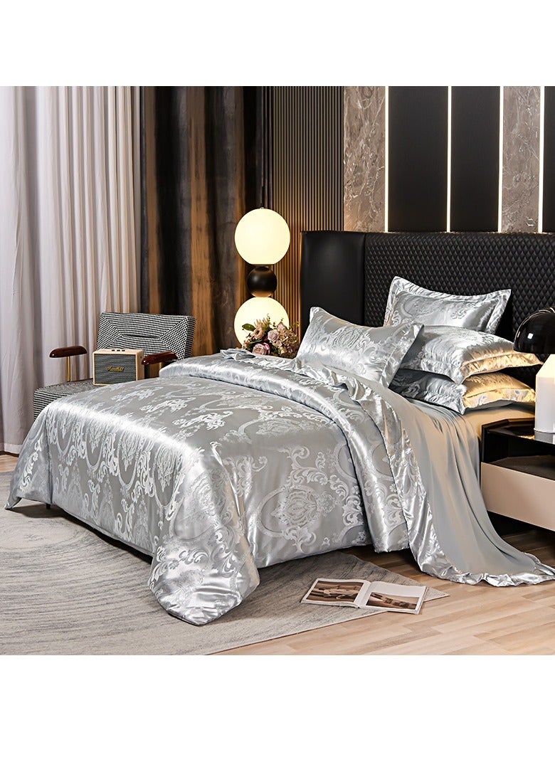 Luxury European style villa high precision bed set of 6 pieces in grey 