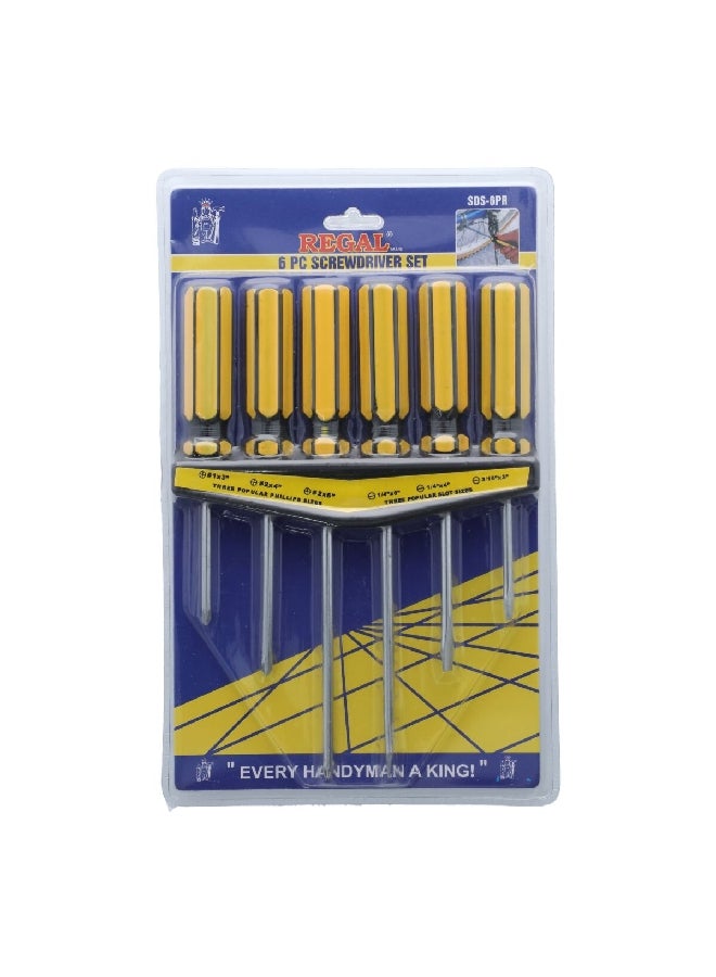 Regal 6-Piece Screwdriver Set Yellow and Silver 2.4 x 13.6 x 29 cm SDS-6PR - Image 1