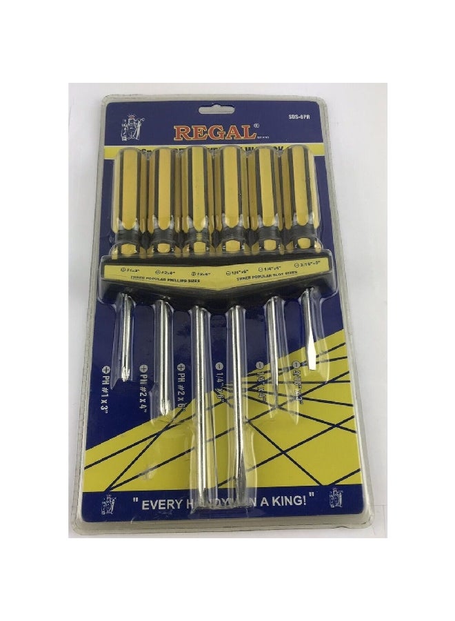 Regal 6-Piece Screwdriver Set Yellow and Silver 2.4 x 13.6 x 29 cm SDS-6PR - Image 2