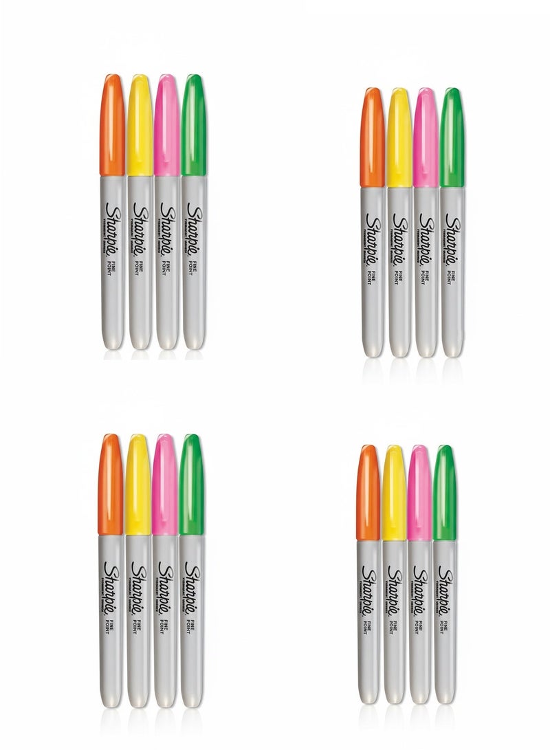 Sharpie 16-Piece Neon Permanent Marker Set – Bright Multicolour Markers for Writing, Art & Creativity - Image 2