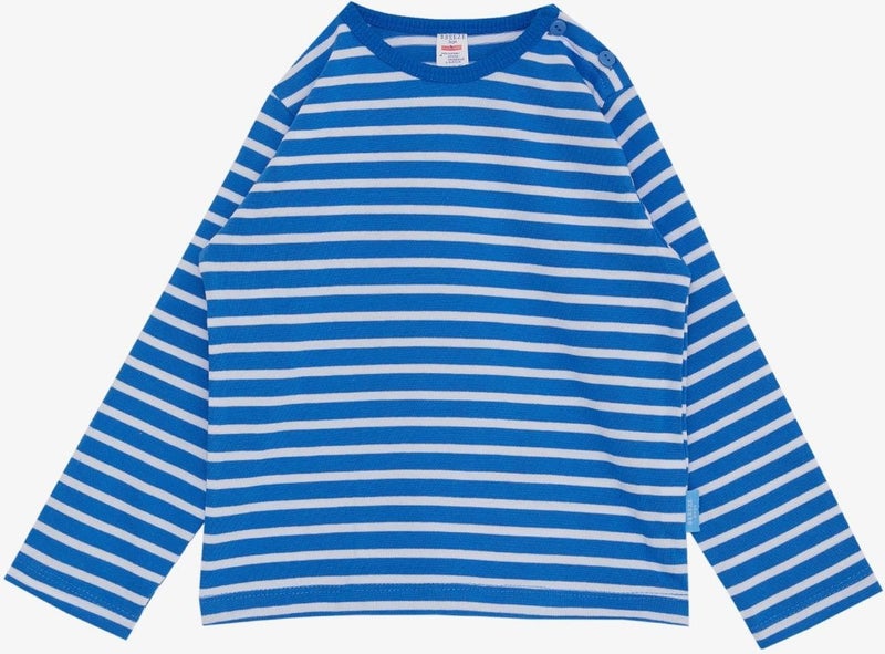 Breeze Baby Boy Long Sleeve T-Shirt Patchwork Striped 9 Months-3 Years, Blue  - Image 1
