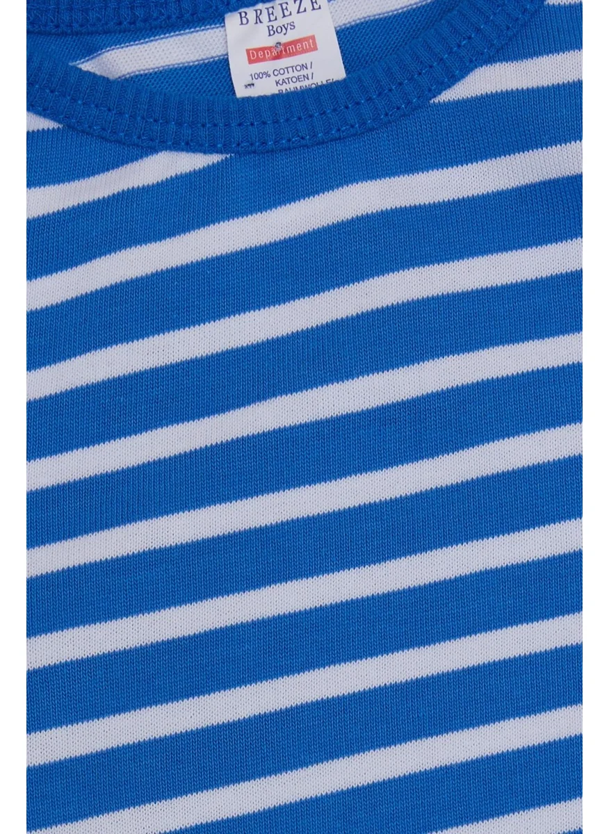 Breeze Baby Boy Long Sleeve T-Shirt Patchwork Striped 9 Months-3 Years, Blue