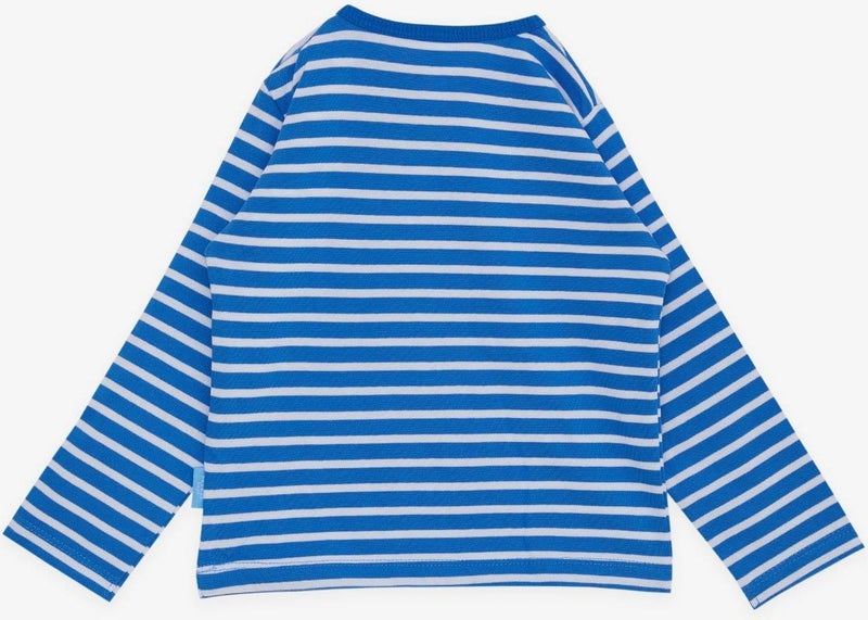 Breeze Baby Boy Long Sleeve T-Shirt Patchwork Striped 9 Months-3 Years, Blue  - Image 3