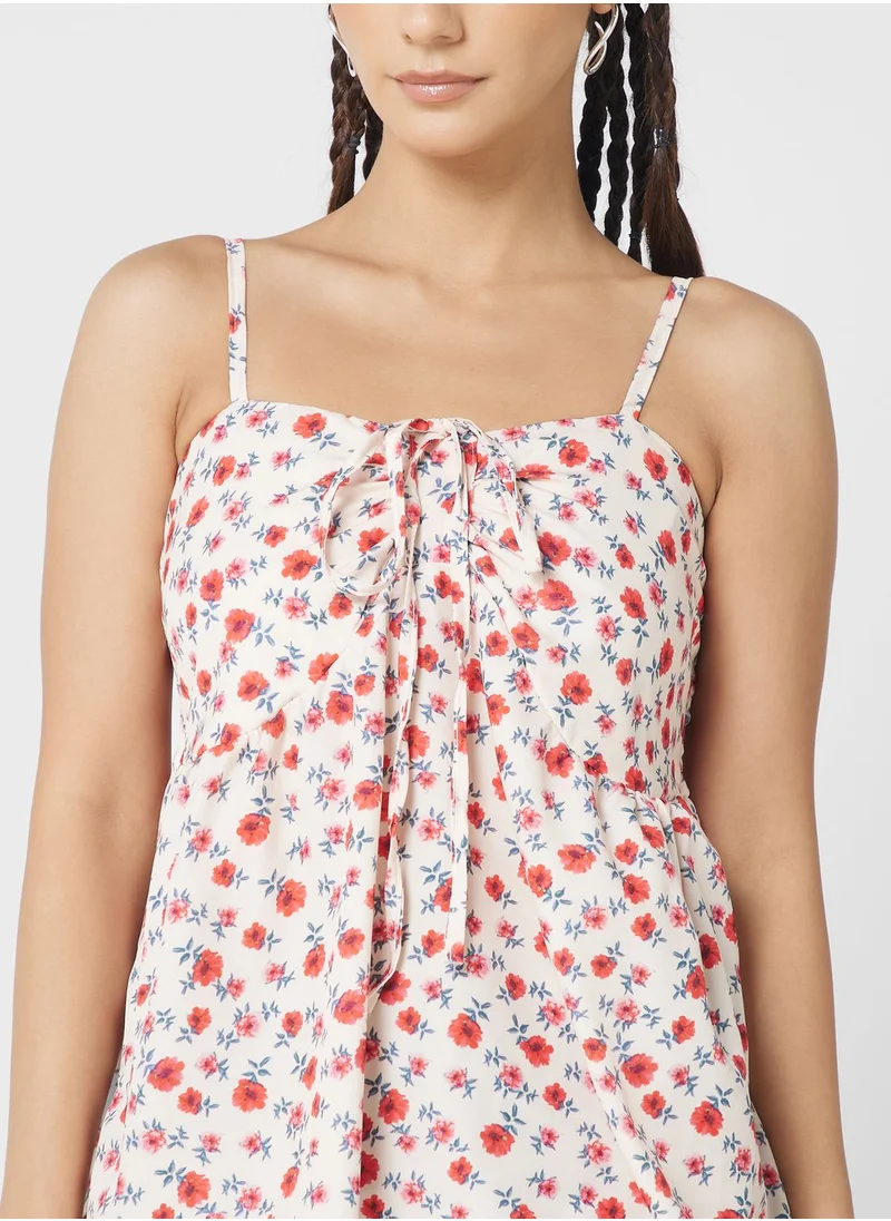 Ginger Floral Cami Top with Tie Up Detail